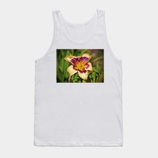 Peach And Wine Daylily Tank Top